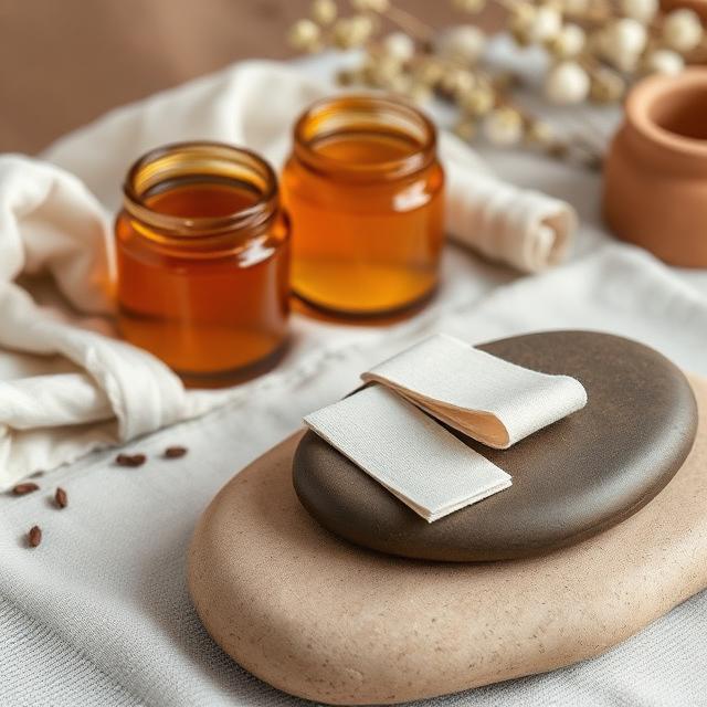 Botanical waxing supplies on stone